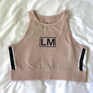 Les Mills Reebok LM Crop Tank Top, L, Beige/Blush